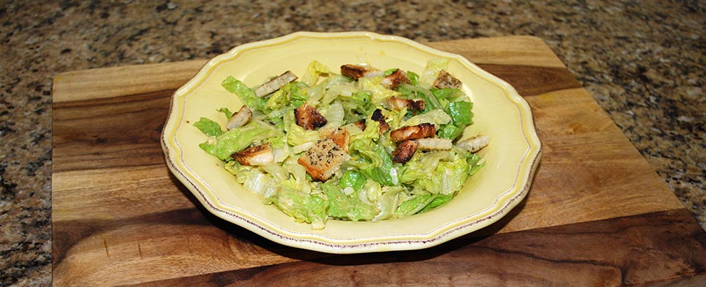 Caesar salad served