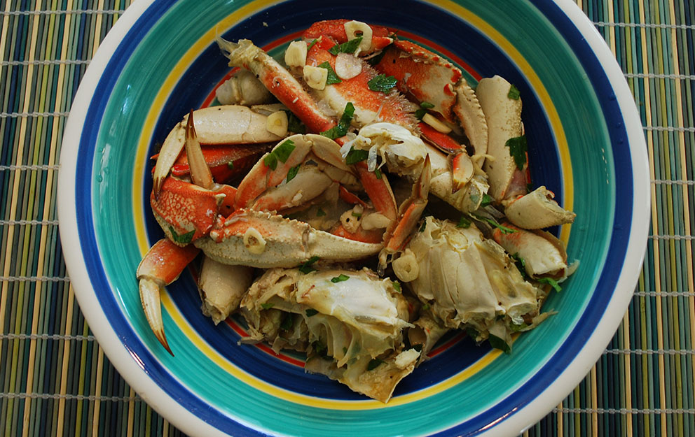 Marinated Cracked Crab Served